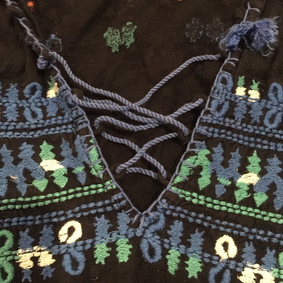 Free People Black and Blue Embroidered Hoodie - Picture 4 of 6